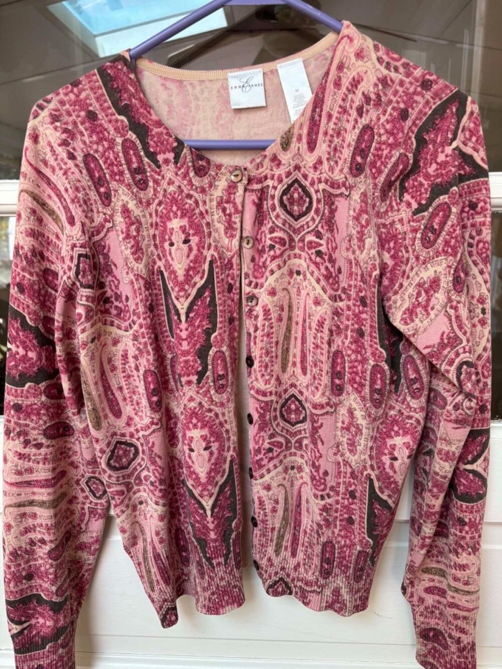 Preloved Emma James Red, Pink, Tan, Brown 2 Piece Cardigan M